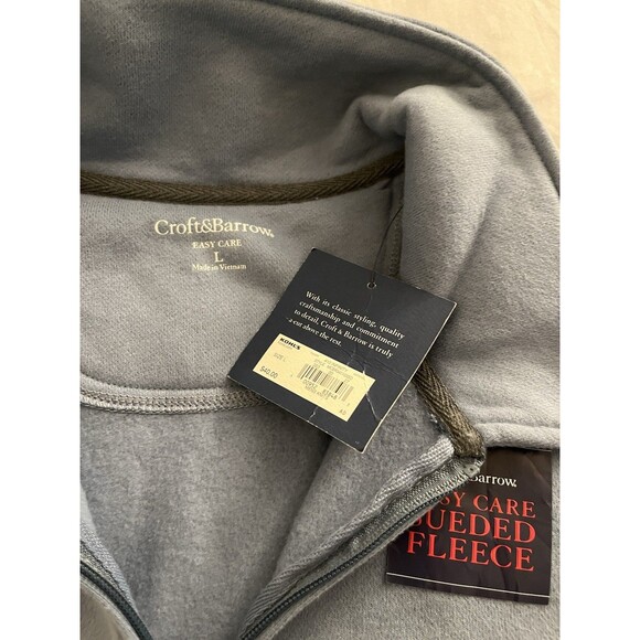 Croft & Barrow Men's L Blue 1/4 Zip Pullover Easy Care Sueded Fleece Size L NWT - Picture 7 of 12